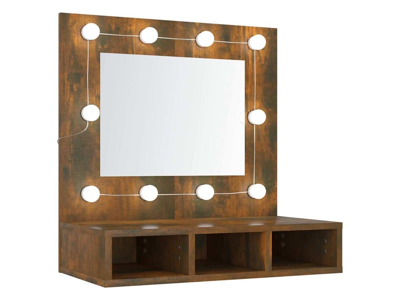 Armoire à miroir avec led chêne fumé 60x31.5x62 cm - Conforama A