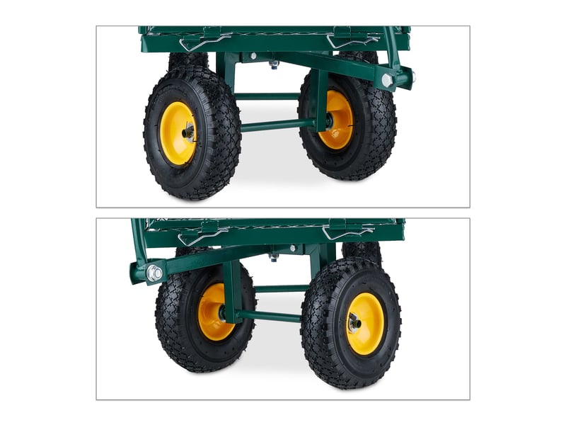  Chariot de transport extérieurs pliable capable de charge élevée 100 x 50 x 80 cm en acier vert 13_0012734  - Conforama D