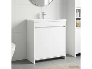 Meuble sous lavabo de salle de bain, commode blanc 78.5x37.5x81 cm shl1498