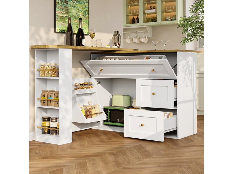  Table de bar blanc - 204cm mdf et métal table de bar blanc - Conforama B
