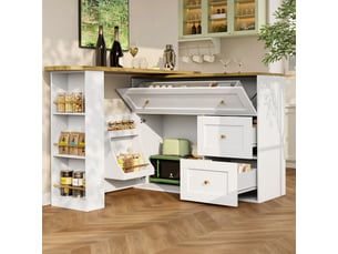 Bar coloris blanc <strong>MERAX</strong> <strong>table de bar blanc</strong> - 204 cm