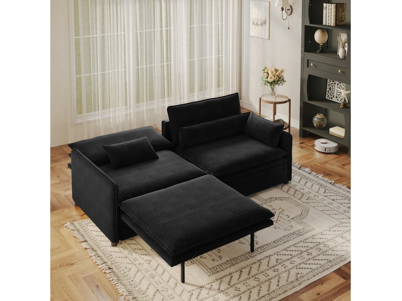  Canapé-lit 3 places 206x91x86 cm 3-en-1 avec rangement coloris noir  - Conforama D