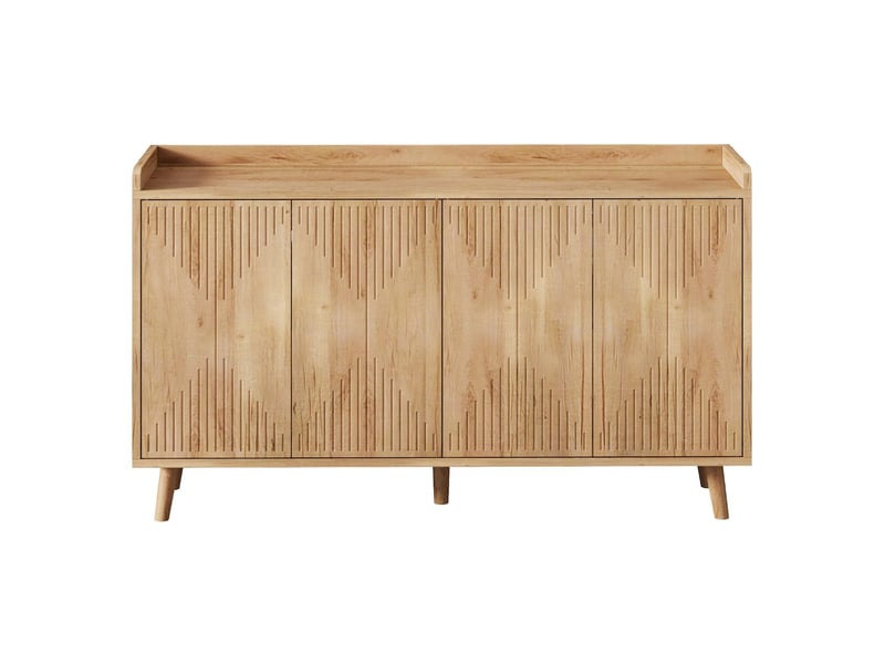  Buffet 4 portes avec étagères réglables en mdf coloris naturel 140 x 40 x 84 cm N635P28787980N - Conforama A