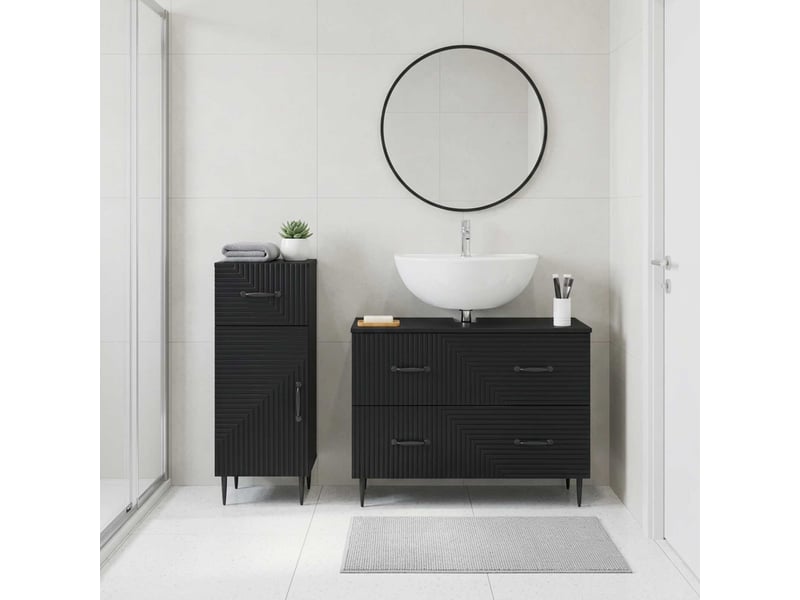Ensemble de 2 meubles de salle de bain haarlem noir cf63170 - Conforama B