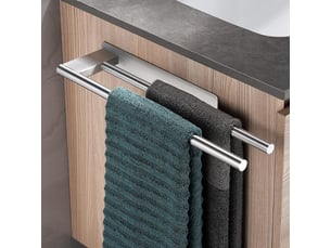 Porte-serviettes auto-adhésif en acier inoxydable, sans perçage, argent mat, porte-serviettes à deux bras, mural pour salle de bain