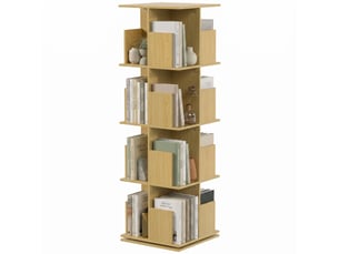 Bibliothèque rotative 360° à 4 niveaux 39 x 39 x 128,3 cm chêne
