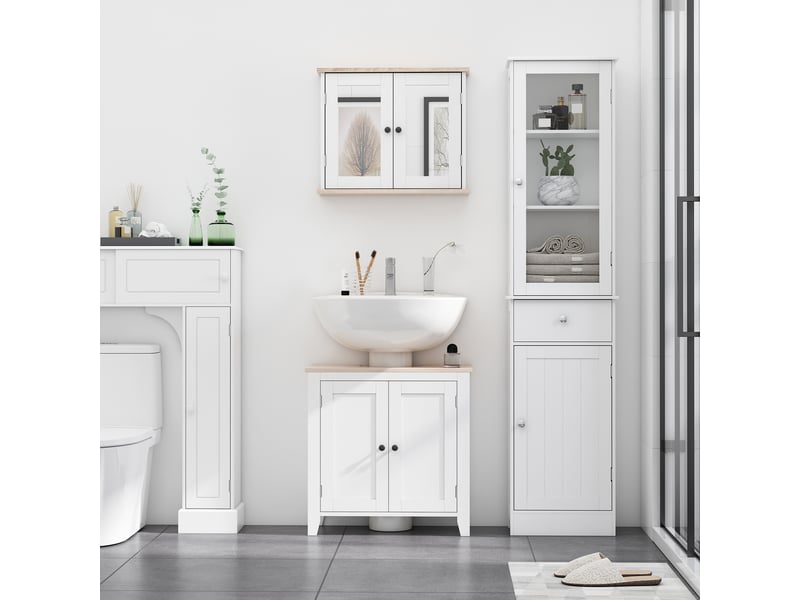  Colonne de salle de bain 2 portes 1 tiroir en mdf blanc 40 x 27 x 171,5 cm  - Conforama C