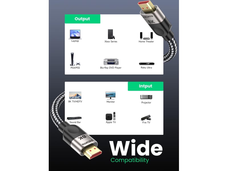 Câble hdmi 3 m – pour netflix, roku tv, pc, moniteur, projecteur, ps5 et xbox - Conforama C