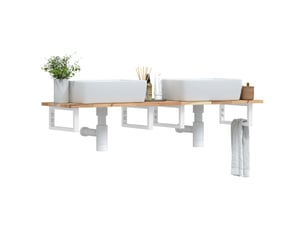 Étagère de vasque murale acier et bois massif d'acacia shl7007