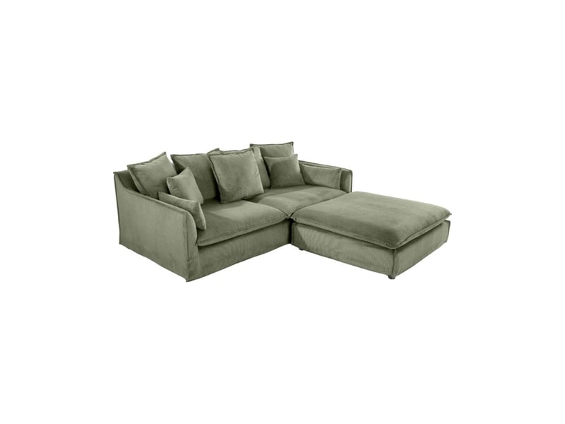  Canapé d'angle kalia – vert sauge – 4 places – angle réversible – contemporain  - Conforama A