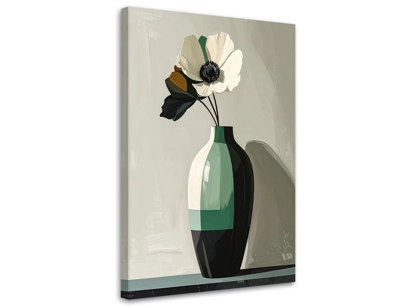 Tableau moderne, fleur blanche dans un vase en verre vert 80x120 1328138159 - Conforama A