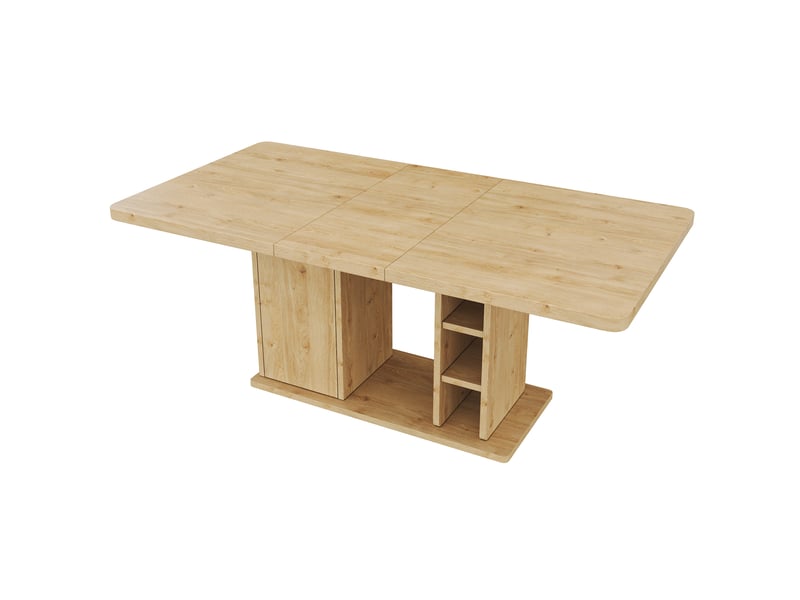 Table à manger extensible,140x80x75 cm,avec rangement,mdf,coloris chêne - Conforama D