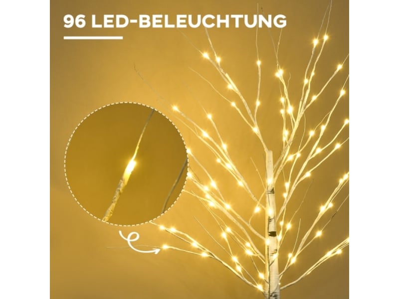  Bouleau artificiel led, branches flexibles, plastique et métal blanc, 150 cm, décoration lumineuse  - Conforama E