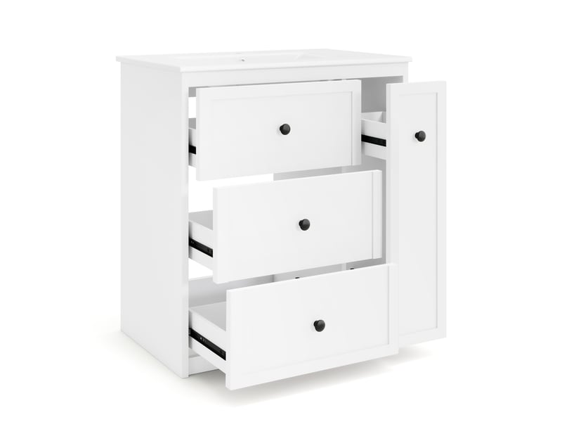 Meuble sous-vasque avec vasque céramique 4 tiroirs blanc 76,2 x 46,2 x 82 cm NK000020AAK - Conforama B