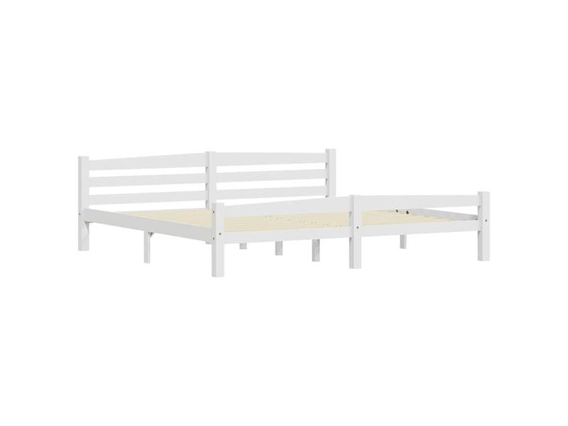  Lit double - lit adulte - cadre de lit sans matelas blanc bois massif de pin 200x200 cm  - Conforama C