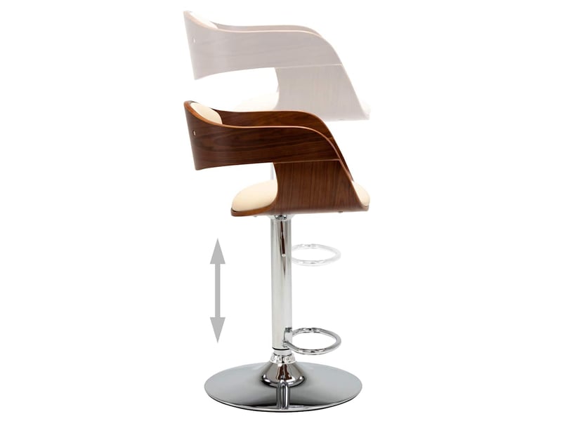  Tabouret de bar, chaise de bar crème bois courbé et similicuir shl35418  - Conforama D