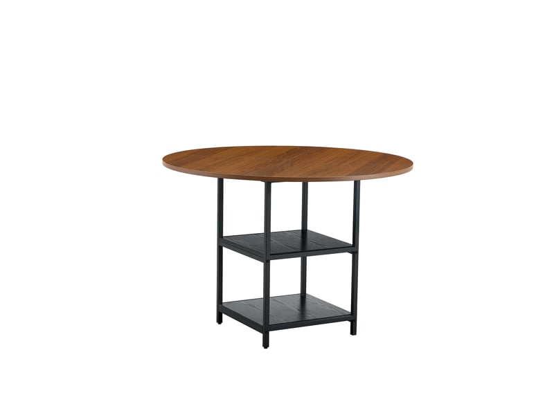 Table à manger ronde,107x107x75 cm,avec rangement,mdf,noir effet noyer - Conforama A