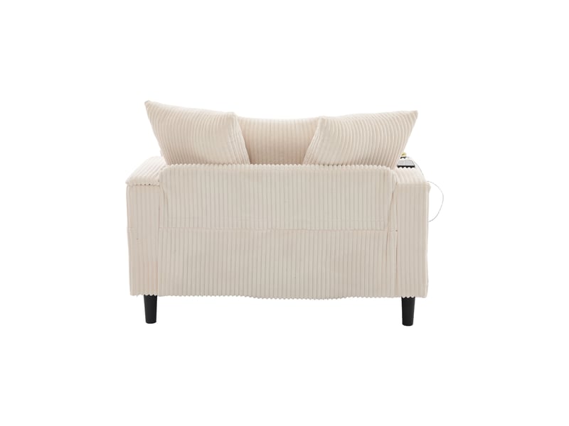  Canapé lounge modulable en velours côtelé, méridienne, grande surface de couchage, led, usb, rangement, porte-gobelets, multifonctionnel  - Conforama E