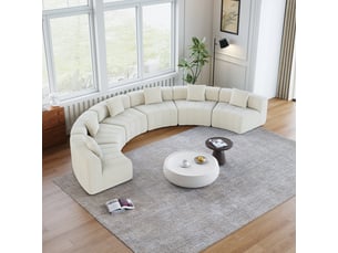 Canapé 6 places, canapé de salon, en chenille, forme incurvée, pour salon, chambre, mobilier pour espace de vie, bureau
