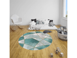 Tapis rond lavable en machine, style géométrique simple intérieur anti slip chambre à coucher salon tapis d'entrée absorbant antidérapant (120cm)