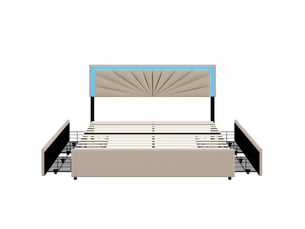 Lit avec rangement 160x200 cm <strong></strong>  <strong></strong> coloris beige