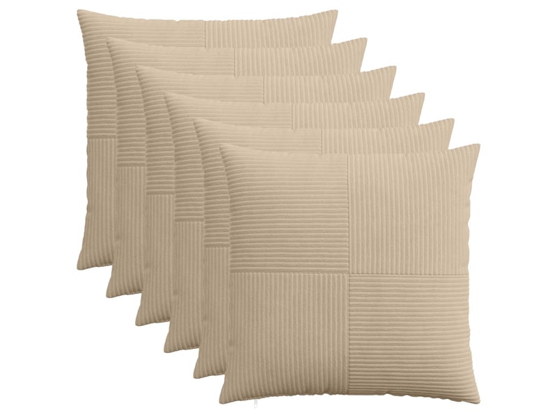 Lot de 6 housses de coussin almelo taupe 70 x 70 cm velours côtelé cf49895  - Conforama B