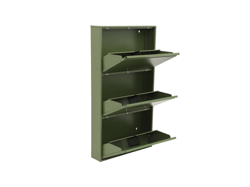  Meuble à chaussures industriel métal 3 abattants 9 paires vert - kentucky  - Conforama D