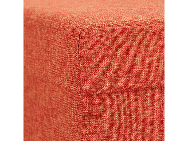  Tabouret pliable de rangement 38 x 38 x 38 cm assise confortable rayures modernes en imitation lin orange 13_0008616  - Conforama D