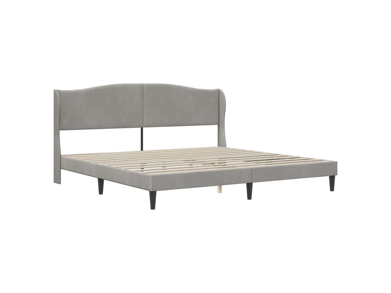  Lit double- lit adulte -  cadre de lit avec tête de lit gris clair 200 x 200 cm velours  - Conforama B