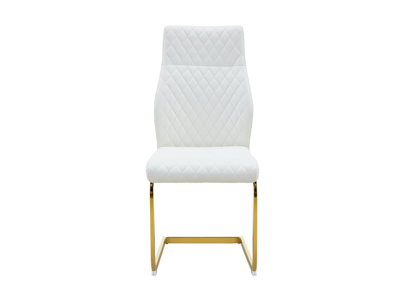  Ensemble table ronde en verre et 4 chaises, table ronde 85 cm en verre trempé, finition blanche et dorée pour salle à manger  - Conforama A