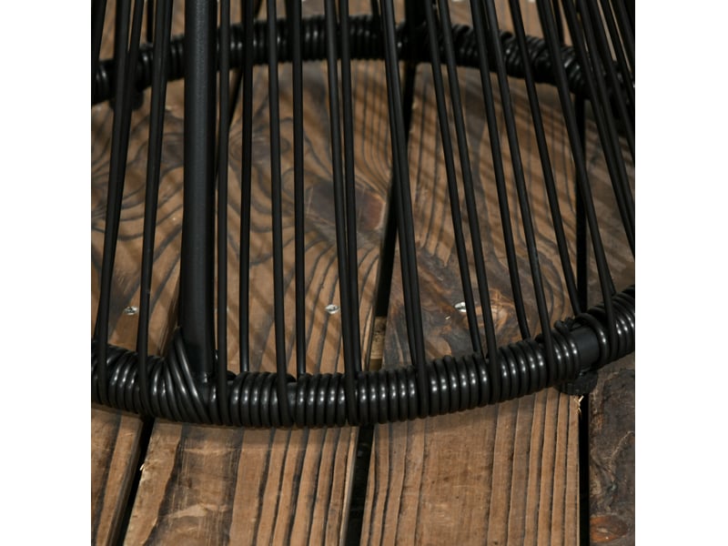 Table de jardin ronde noire en résine tressée et verre trempé, style bohème pour jardin et balcon au soleil - Conforama E