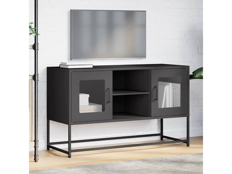  Meuble tv - banc tv - meuble de rangement noir 100,5x39x60,5 cm acier  - Conforama D