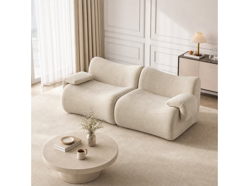  Canapé 2 places, revêtement en tissu chenille, sans assemblage, kaki  - Conforama C