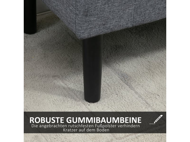  Banc coffre gris clair aspect lin, rangement, pieds en bois, charge 130 kg, 116x44x58 cm  - Conforama E