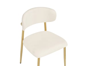 Chaises de salle à manger lot de 6 avec assise rembourrée et patins réglables, en polyester blanc et fer doré