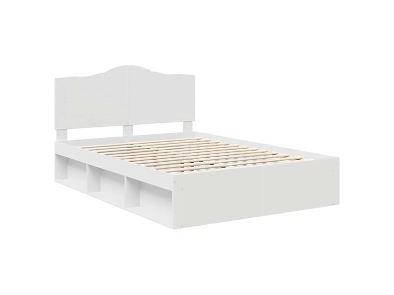  Lit double- lit adulte -  cadre de lit avec tête de lit blanc 140 x 200 cm pin massif  - Conforama C