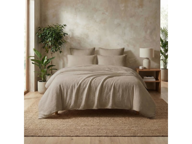  Housse de couette 240x260 cm gaze de coton iris ficelle PD25000 - Conforama B
