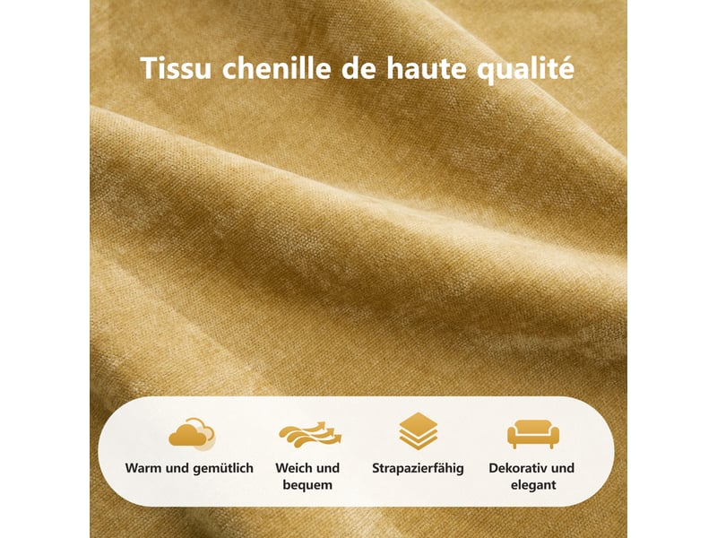  Canapé droit en tissu jaune, 3 places, 281 cm, sans structure rigide W3325S00345 - Conforama W