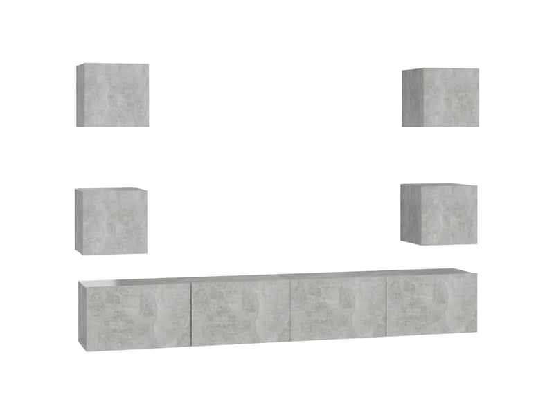  Ensemble de meubles tv 6 pcs gris béton bois d'ingénierie shl34027  - Conforama A