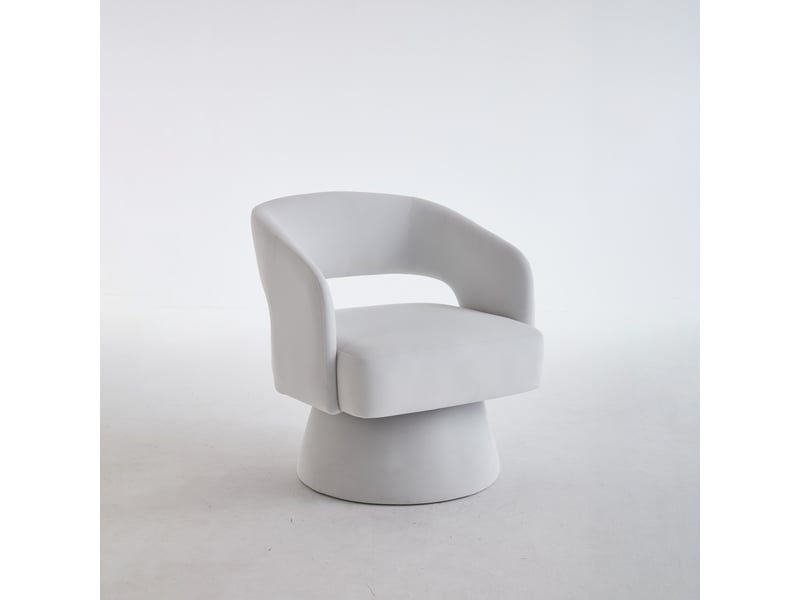  Fauteuil pivotant 360° avec dossier ergonomique et assise rembourrée en chenille beige, 68 × 66 × 47 cm  - Conforama A