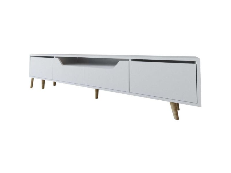  Meuble tv en aggloméré 180 x 29.8 x 48 cm roma blanc  - Conforama D