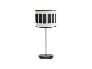 Fabrilamp ivanna lampe à poser noir blanc effet bois noir, abat-jour cylindrique textile, 1 x e14, 43 cm