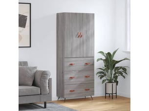 Buffet haut - bahut - meuble de rangement sonoma gris 69,5x34x180 cm bois d'ingénierie