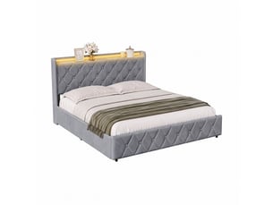 Lit coffre 160x200 cm <strong>MIOOSUT</strong> <strong></strong> coloris gris