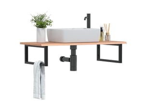 Étagère de vasque | étagère murale acier et bois de chêne massif shl6088