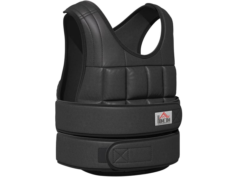  Veste lesté réglable 30 kg noir en tissu oxford, 35 sacs de poids amovibles pour entraînement musculaire  - Conforama A