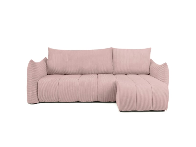 Canapé d'angle lysia mini réversible et convertible en velours côtelé - rose LYSIA - Conforama D