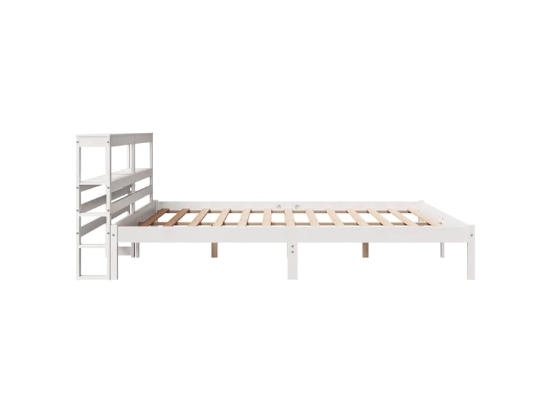  Lit double- lit adulte -  cadre de lit sans matelas blanc 200x200 cm bois massif de pin  - Conforama D