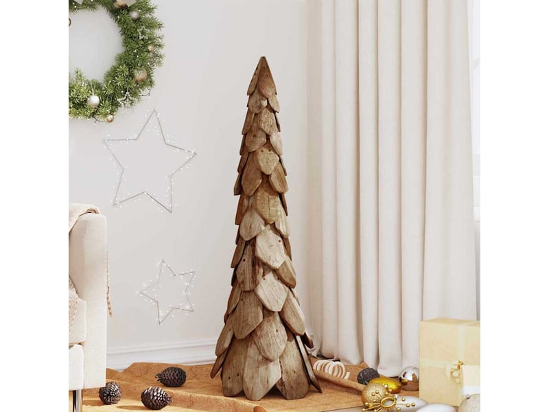  Sapin de noël - arbre de noël avec support marron 111 cm bois de teck solide  - Conforama B