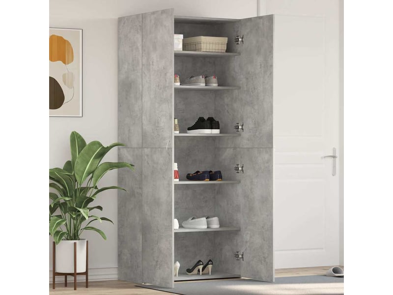  Meuble à chaussure, cabinet à chaussures 80x35.5x180 cm bois d'ingénierie gris shl1045  - Conforama B